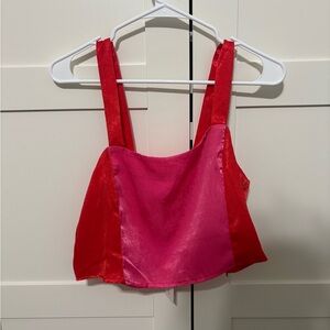 Petal & Pup Pink and Red Crop Top and Skirt Set